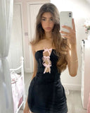 Cute Sheath Black Short Summer Birthday Dress Party Dress Birthday Outfit 19th Birthday Mini Dress HZ1121