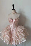 Cute Ball Gown Pink Sweetheart Short Summer Birthday Dress Hoco Dress Birthday Outfit 19th Birthday Mini Party Dresses HZ1121