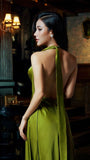 Drop Neck Silk Maxi Dress Wedding Guest Dress Prom Dresses Evening HZ0308
