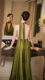 Drop Neck Silk Maxi Dress Wedding Guest Dress Prom Dresses Evening HZ0308