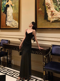 Elegant Mermaid Black Chiffon Sleeveless 21st Birthday Dress Party Gown Birthday Outfits Birthday Dress Ideas For Women HZ1121