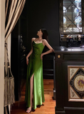 Sexy A line Spaghetti Straps Green Slit 21st Birthday Dress Holiday Party Birthday Outfits For Women HZ1121