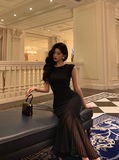 Sexy Mermaid Scoop Neckline Black 21st Birthday Dress Holiday Party Birthday Outfits For Women HZ1121