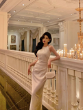 Sexy Mermaid Halter White Satin 18th Birthday Dress Ankle Length Party Birthday Outfits For Women HZ1121