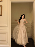 Sexy A line Halter Polka Dot Halter Neck 18th Birthday Dress Long Party Birthday Outfits For Women HZ1121