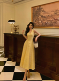 Sexy A line Halter Yellow 18th Birthday Dress Long Party Birthday Outfits For Women HZ1121