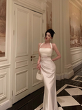 Sexy Sheath Halter White 18th Birthday Dress Long Party Birthday Outfits For Women HZ1121