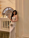 Pretty Mermaid Spaghetti Straps White 18th Birthday Dress Long Party Birthday Outfits For Women HZ1121