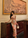Sexy Mermaid Spaghetti Straps Floral Pink 18th Birthday Dress Holiday Party Birthday Outfits For Women HZ1121