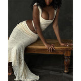 Fast Delivery Two Pieces Ivory Lace Mermaid Prom Evening Dress, HZ0308