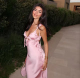 Classy Pink Mermaid Straps Satin Prom Dresses Formal Summer Wedding Guest Dresses Wedding Guest Outfits HZ1121