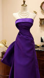 High Quality Purple Strapless Prom Dresses Long Evening Graduation Dress With HZ0308