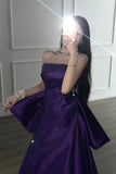 High Quality Purple Strapless Prom Dresses Long Evening Graduation Dress With HZ0308