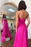 Hot Pink Sweeheart Cutout Pleated Long Party HZ0308