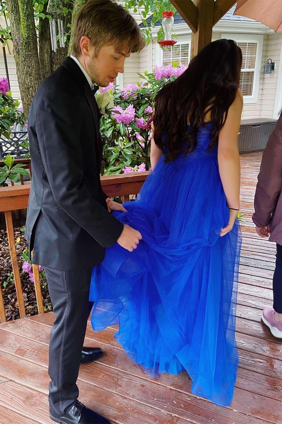 Hot Pink Sheer Corset A-line Formal HZ0308