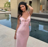 Classy Pink Mermaid Straps Satin Prom Dresses Formal Summer Wedding Guest Dresses Wedding Guest Outfits HZ1121