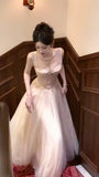 Light Pink A-line Prom Dresses Tulle Evening Party HZ0308