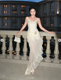 Gorgeous High Low Straps Ivory Chiffon Prom Dresses Formal Summer Wedding Guest Dresses Wedding Guest Outfits HZ1121