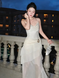 Gorgeous High Low Straps Ivory Chiffon Prom Dresses Formal Summer Wedding Guest Dresses Wedding Guest Outfits HZ1121