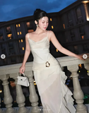 Gorgeous High Low Straps Ivory Chiffon Prom Dresses Formal Summer Wedding Guest Dresses Wedding Guest Outfits HZ1121