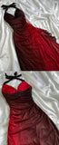 Special Gradient Color Burgundy Prom Dress, Tie Halter Date/Birthday Party HZ0308
