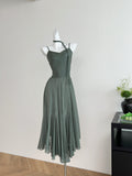 Cute A Line Spaghetti Straps Chiffon Summer Beach Dress Holiday Party Outfits For Girls HZ1121