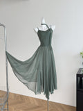 Cute A Line Spaghetti Straps Chiffon Summer Beach Dress Holiday Party Outfits For Girls HZ1121
