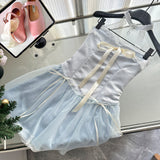 Sexy A line Halter Blue Min Summer Dress Holiday Party Homecoming Dress Birthday Outfits For Teens HZ1121