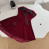 Sexy A line Strapless Summer Burgundy Velvet Dress Holiday Party Outfits For Women HZ1121