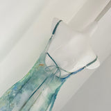 Cute Mermaid Spaghetti Straps Green Long Summer Dress For Women HZ1121