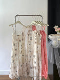 Sexy A line Spaghetti Straps Floral Long Dress Holiday Party Outfits For Women HZ1121
