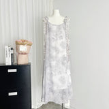 Cute A Line Spaghetti Straps Floral Chiffon Summer Dress Holiday Party Outfits For Girls HZ1121