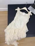 Cute High Low Square Neckline Ruffles Summer Dress Holiday Party Outfits For Women HZ1121