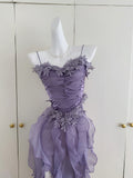 Cute A Line Spaghetti Straps Layers Summer Dress Holiday Party Outfits For Girls HZ1121