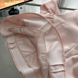 Cute A Line Square Satin Pink Casual Dress Summer Outfits Short Holiday Dresses HZ1121
