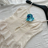 Cute Sheath Spaghetti Straps Ivory Ruffles Casual Dress Summer Outfits Short Holiday Dresses HZ1121