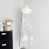 Cute A Line Spaghetti Straps Floral Chiffon Summer Dress Holiday Party Outfits For Girls HZ1121