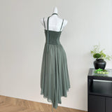Cute A Line Spaghetti Straps Chiffon Summer Beach Dress Holiday Party Outfits For Girls HZ1121