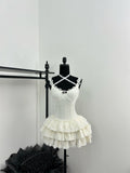 Cute Spaghetti Straps Ballet Skirt Ruffles Summer Dress Holiday Party Outfits For Women HZ1121