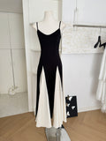Sexy A line Spaghetti Straps Black Midi Summer Dress Holiday Party Black Birthday Outfits For Women HZ1121
