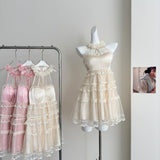 Cute A Line Square Halter Lace Summer Dress Holiday Party Outfits For Girls HZ1121