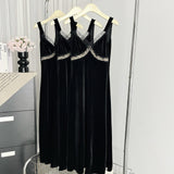 Sexy Mermaid Straps Black Velvet Summer Dress Holiday Party Birthday Outfits For Women HZ1121