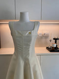 Cute A Line Square Neckline Satin Ruffles Summer Dress Holiday Party Outfits For Girls HZ1121