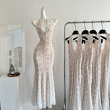 Sexy Mermaid V Neckline White Lace Summer Dress Holiday Party Birthday Outfits For Teens HZ1121