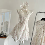 Sexy A Line Halter Neckline Floral Short Summer Dress Holiday Party Outfits For Women HZ1121