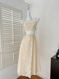 Cute A line Spaghetti Straps 2 Pieces Summer Dress Holiday Dresses Party Birthday Outfits For Women HZ1121