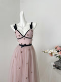 Cute A line Straps Pink Tulle Summer Dress Holiday Party Outfits For Women HZ1121