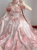 Sexy Ball Gown Off The Shoulder Short Sleeves 16th Pink Birthday Dress Lolita Dress Birthday Outfits HZ1121