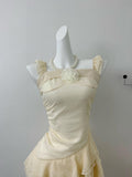 Cute High Low Square Neckline Ruffles Summer Dress Holiday Party Outfits For Women HZ1121