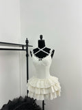 Cute Spaghetti Straps Ballet Skirt Ruffles Summer Dress Holiday Party Outfits For Women HZ1121
